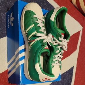 Adidas Classic Green and White Shoes